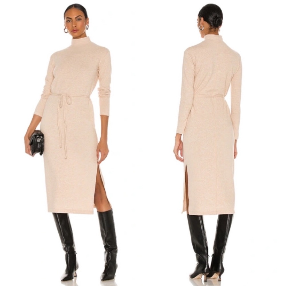 Vince Long Sleeved Turtleneck Dress in Beige